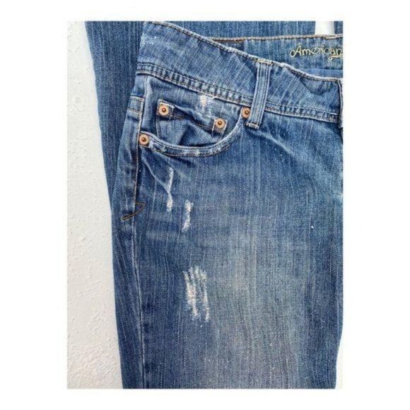 Vtg 90s American Eagle Jeans Super Low Rise Bootcut Distressed Sz 4P Hong Kong - Picture 5 of 14